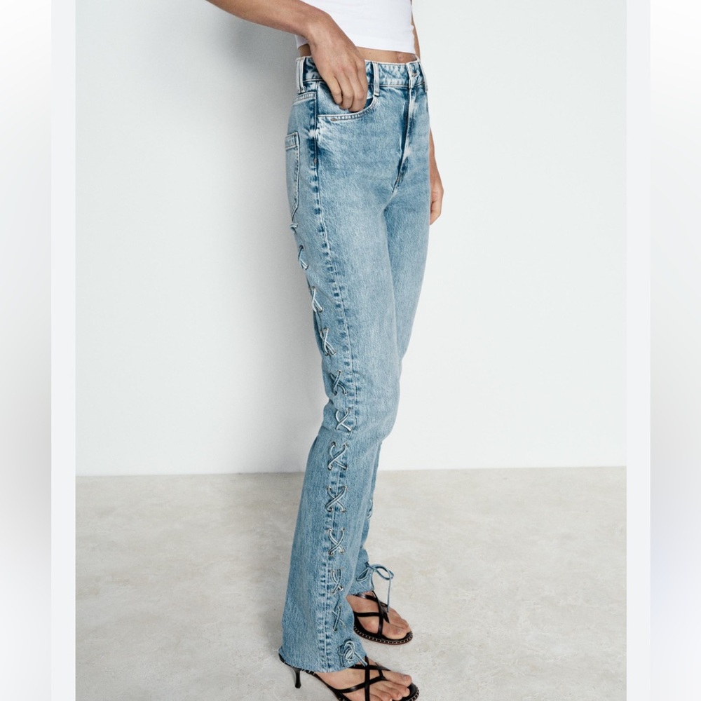 Zara NWT skinny jeans with laced sides 6164/157